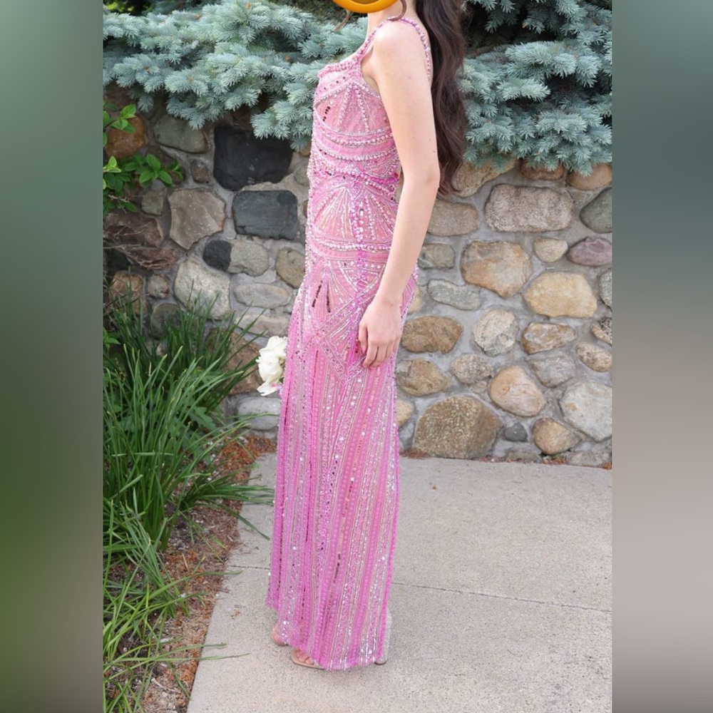 Beaded Pink Evening Gown - Sparkling Dress - Picture 2 of 5